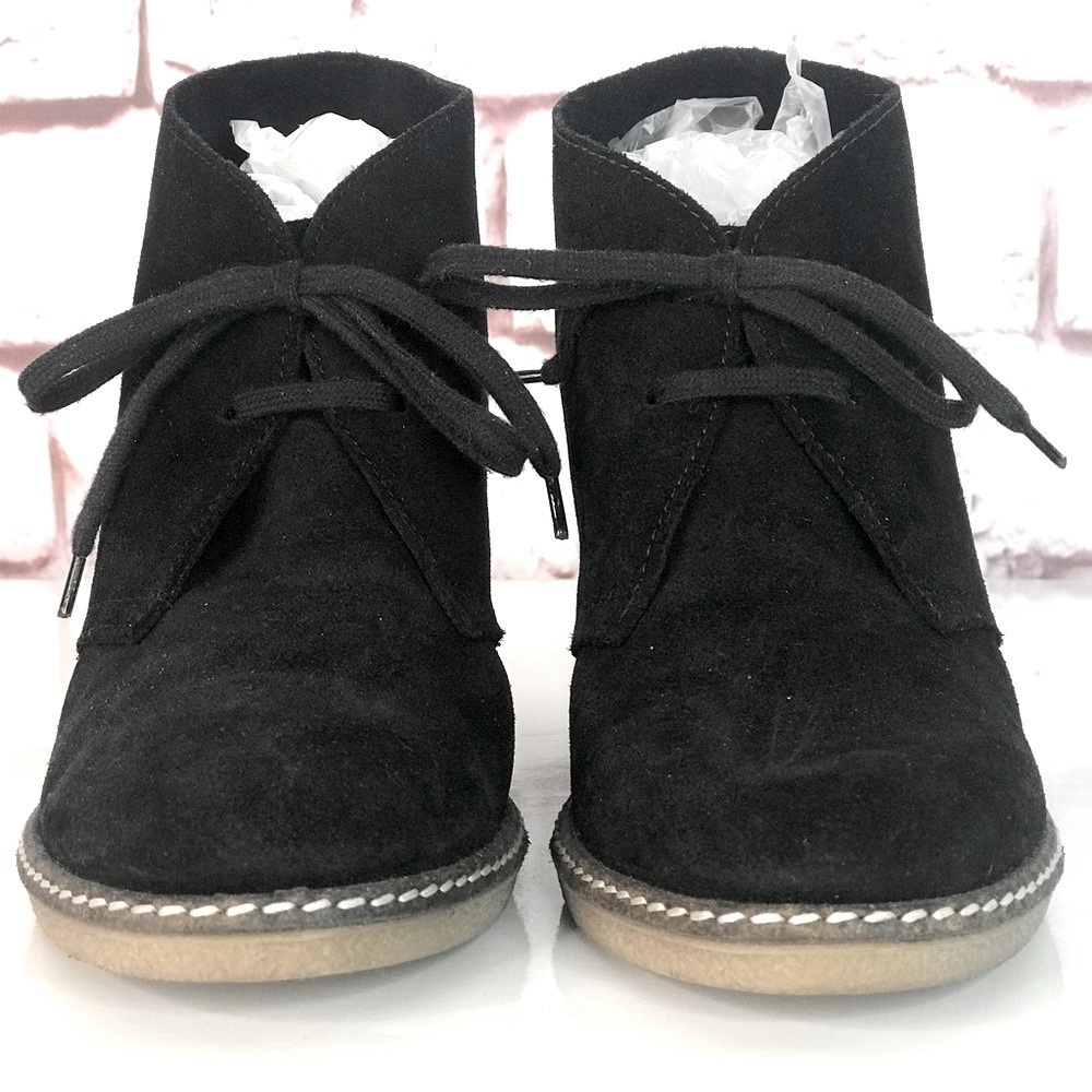 J CREW MacAlister Black Suede Rubber Wedge Ankle Boots Booties Size 8 - Picture 3 of 16